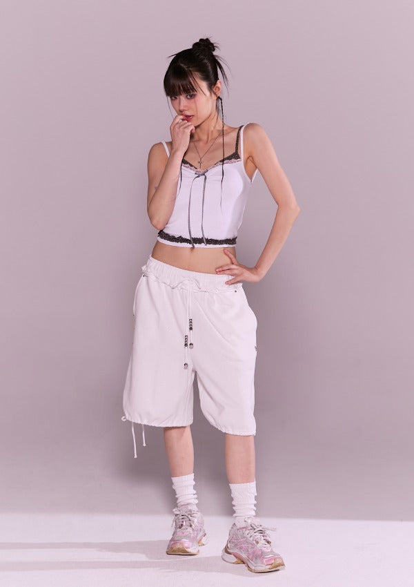 【CHERRYQUIRI】stud twinkle jogger pt CHERRYQUIRI] stud twinkle jogger bermuda pt - white – SellerWork