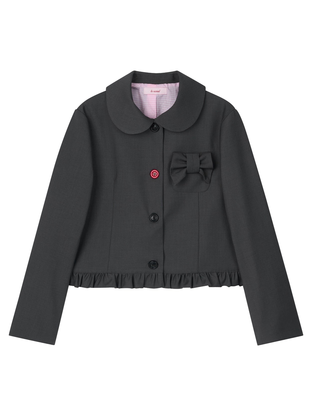 ジャケット・アウター LO AXUAL PETER PAN COLLAR RIBBON JACKET LO AXUAL] PETER PAN COLLAR RIBBON JACKET_CHARCOAL – SellerWork