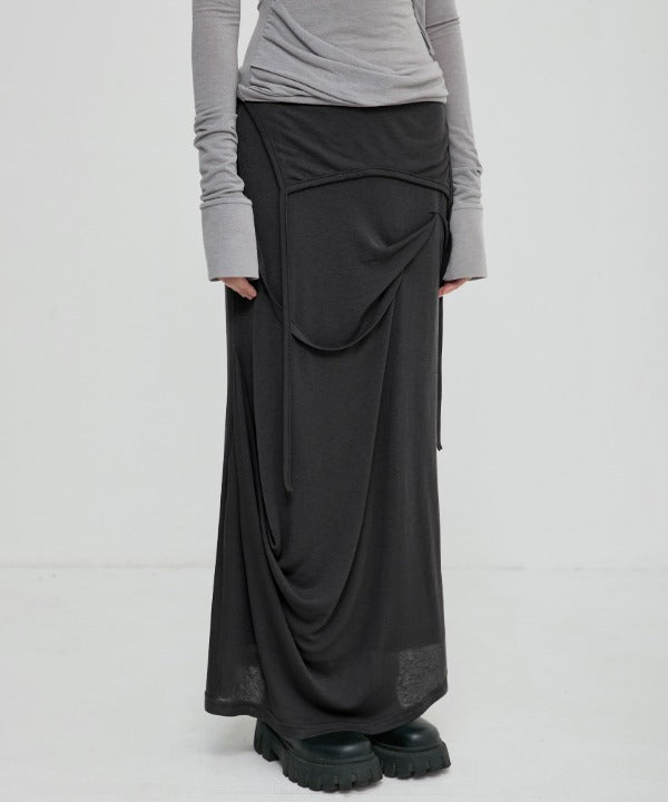 スカート FLAREUP Asymmetrical Draped Long Skirt FLAREUP] Asymmetrical Draped Long Skirt (FL-263_Black) – SellerWork