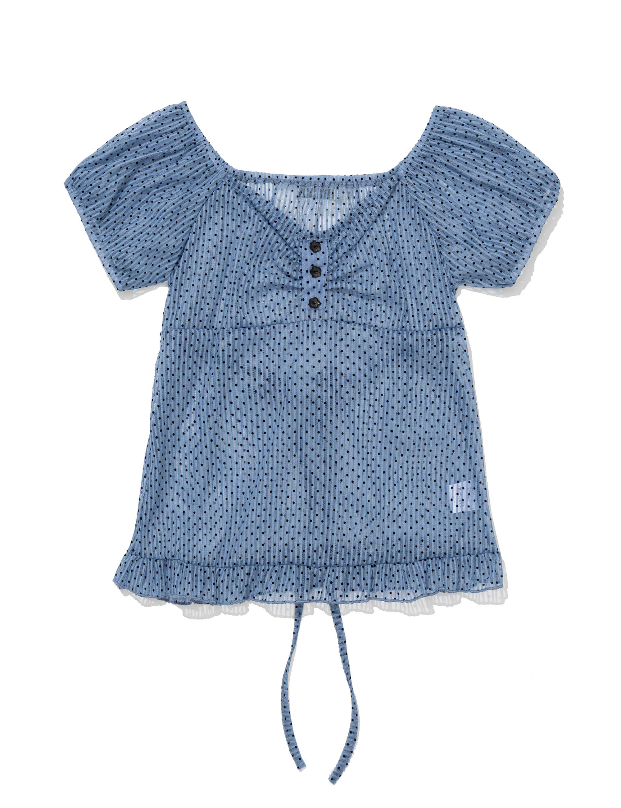UGLY SHADOW] DOT SHIRRING BLOUSE(BLUE) – SellerWork