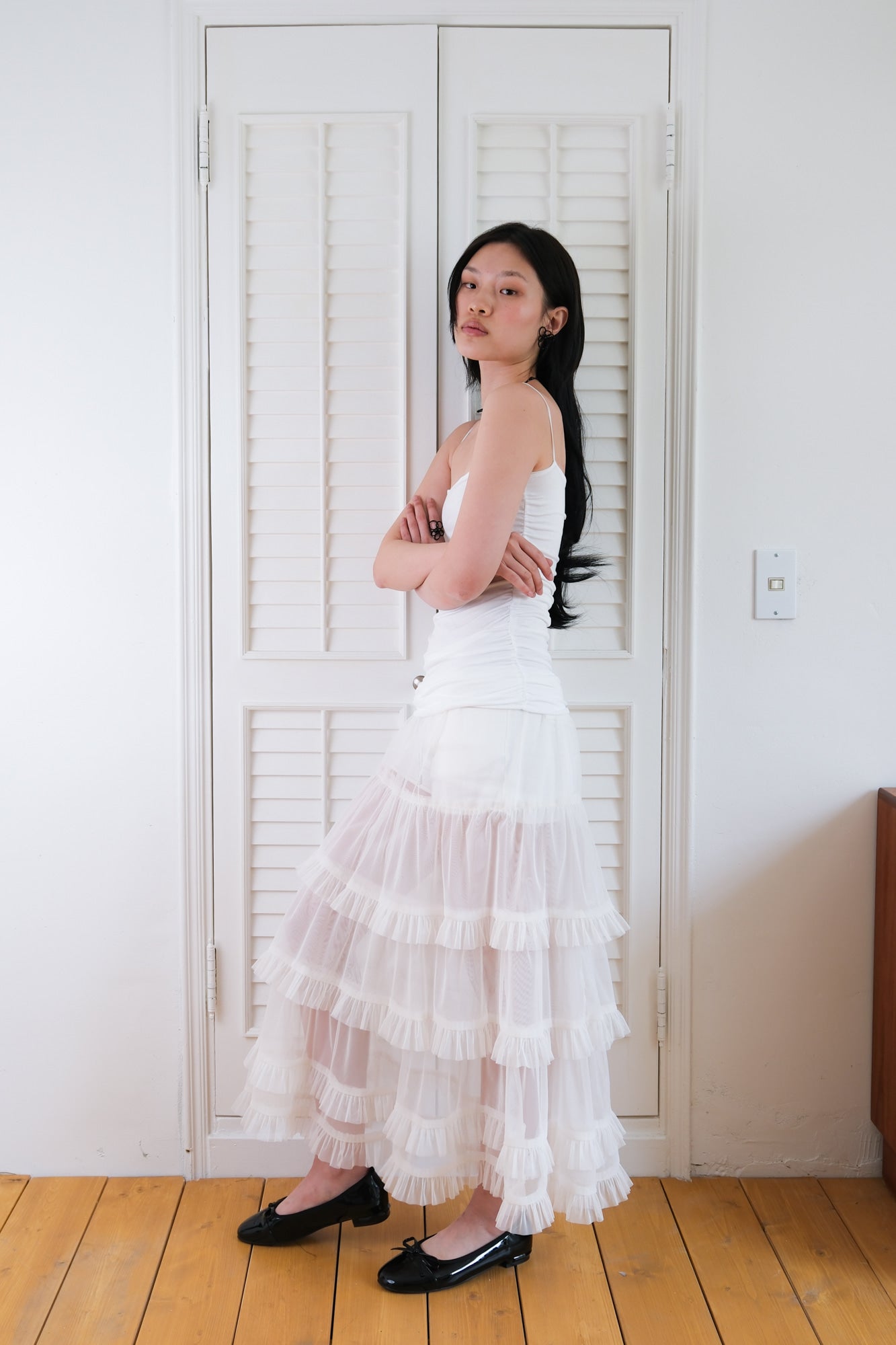 [LOSESLEEPOVER] Sheer Mesh Midi Dress *2 Colors