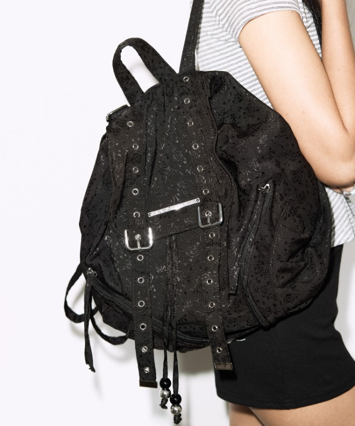 [NASTYFANCYCLUB] SATIN EYELET BACKPACK (BLACK) F26QE989