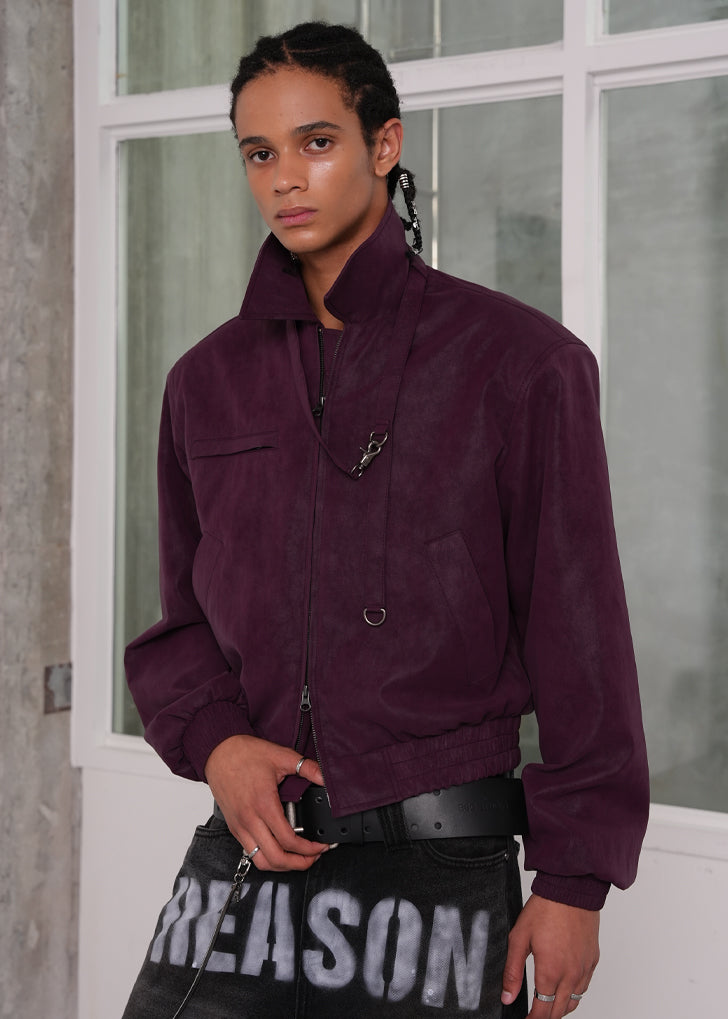 ESC STUDIO] Neck chain bomber jacket (purple) – SellerWork