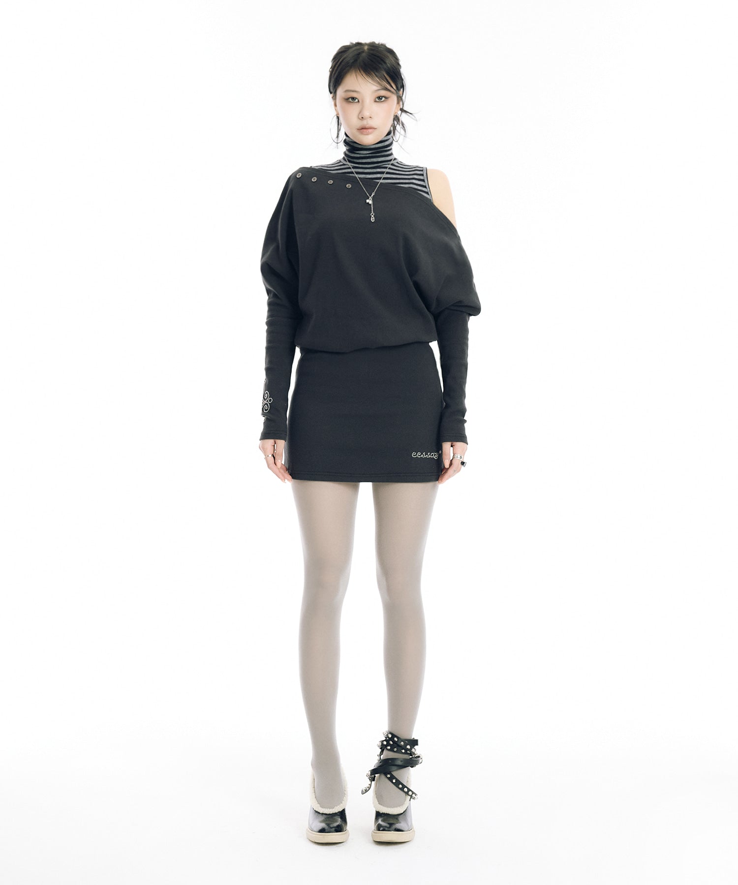 black mini dress fancy Velvi - Evelyn Mini Dress - Black - Ruched Bustier Short Dress main image 0