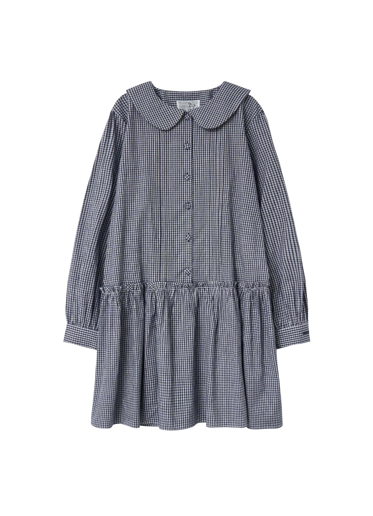 [YAHN SISI] Check Round-Collar Dress Navy
