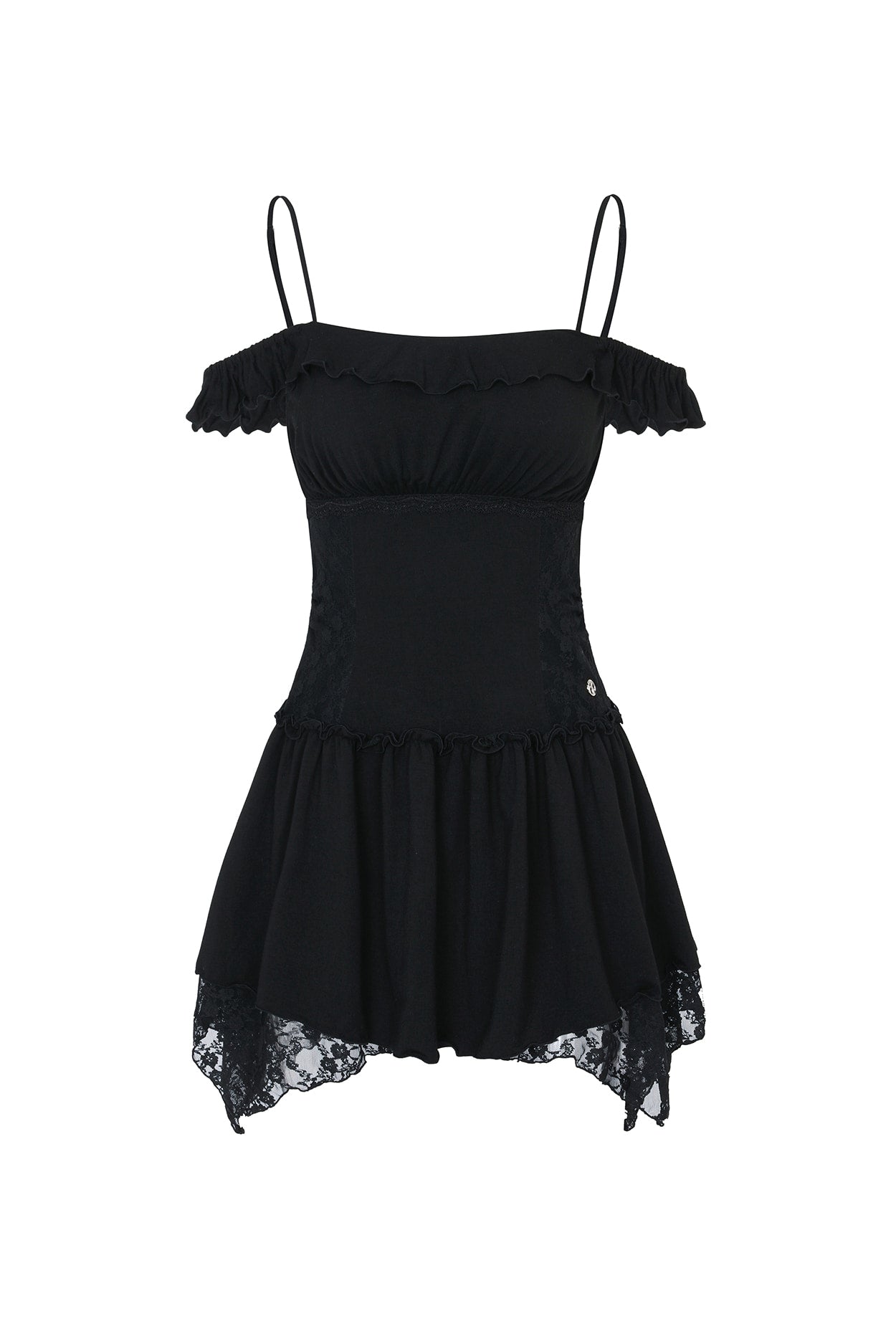 PAIN OR PLEASURE] PETAL RUFFLE DRESS black – SellerWork