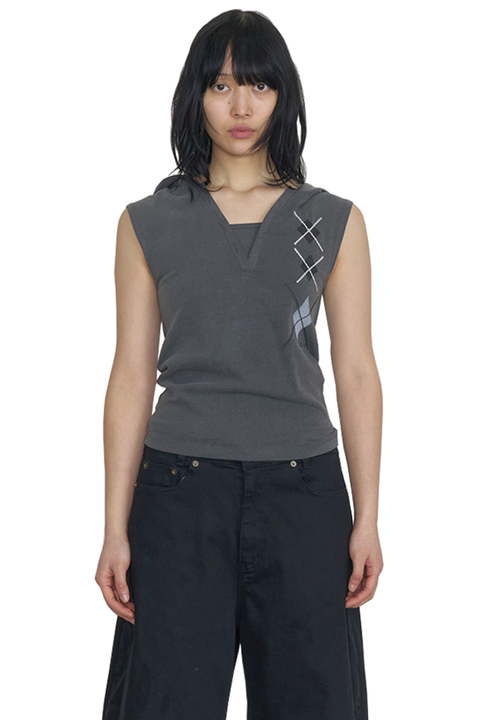 ODLYWORKSHOP] Argyle Sleeveless Hoodie, Slate – SellerWork