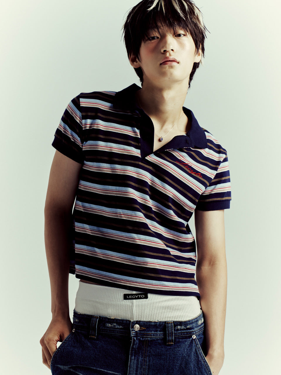★LECYTO★ Vintage Multi Stripe PKBlack LECYTO] Vintage Multi Stripe PK_(Navy) – SellerWork
