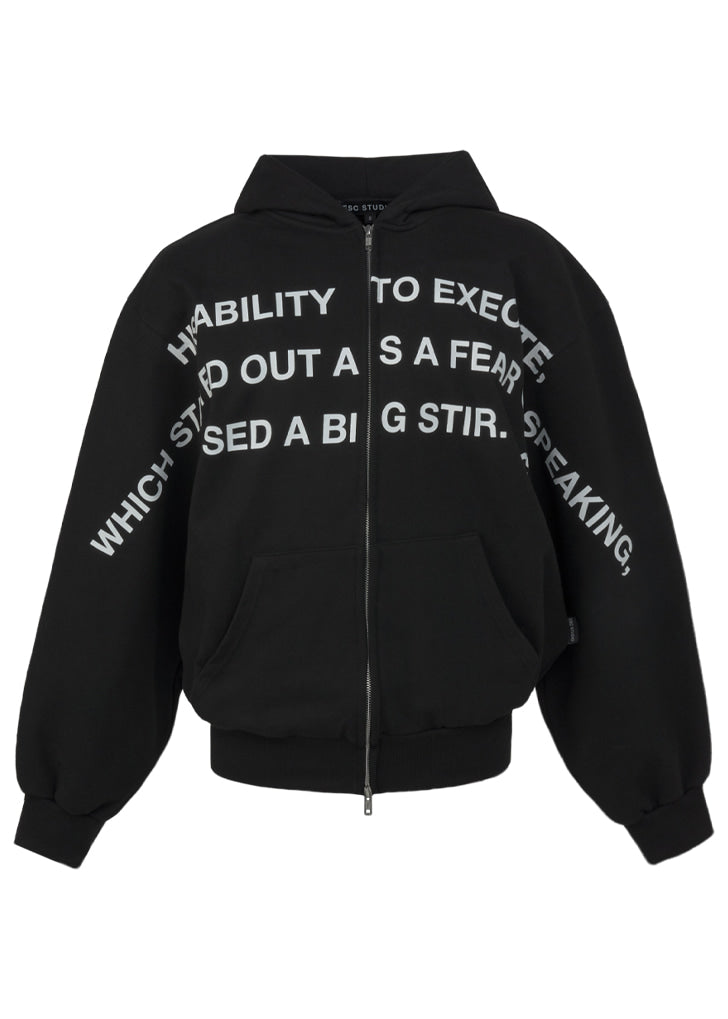 【ESC studio】Zipper sweatshirt・Black ESC STUDIO] lettering hoodie zip-up(black) – SellerWork