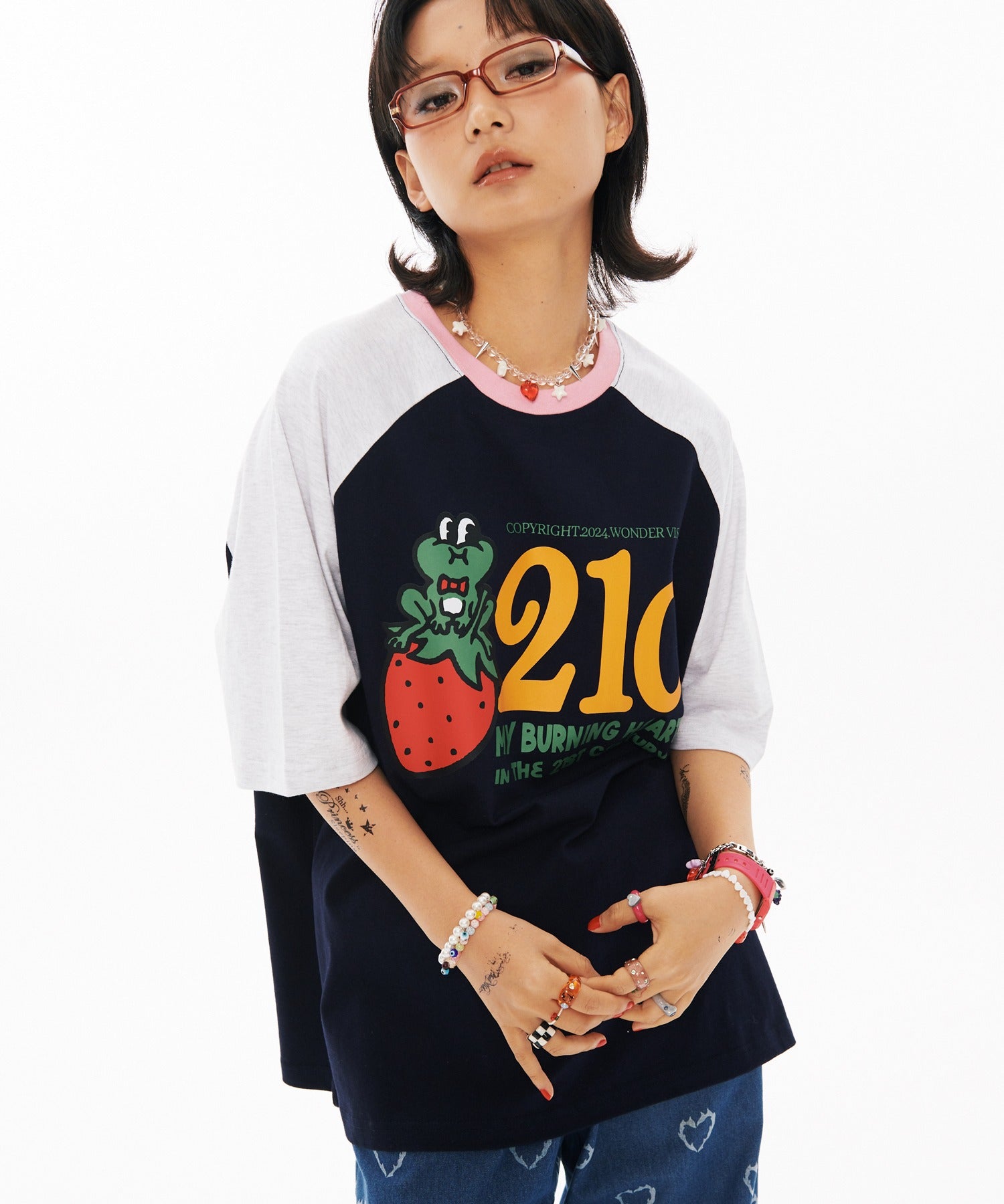 WONDER VISITOR] SS 24 21C FROG Overfit Raglan T-shirt (Navy