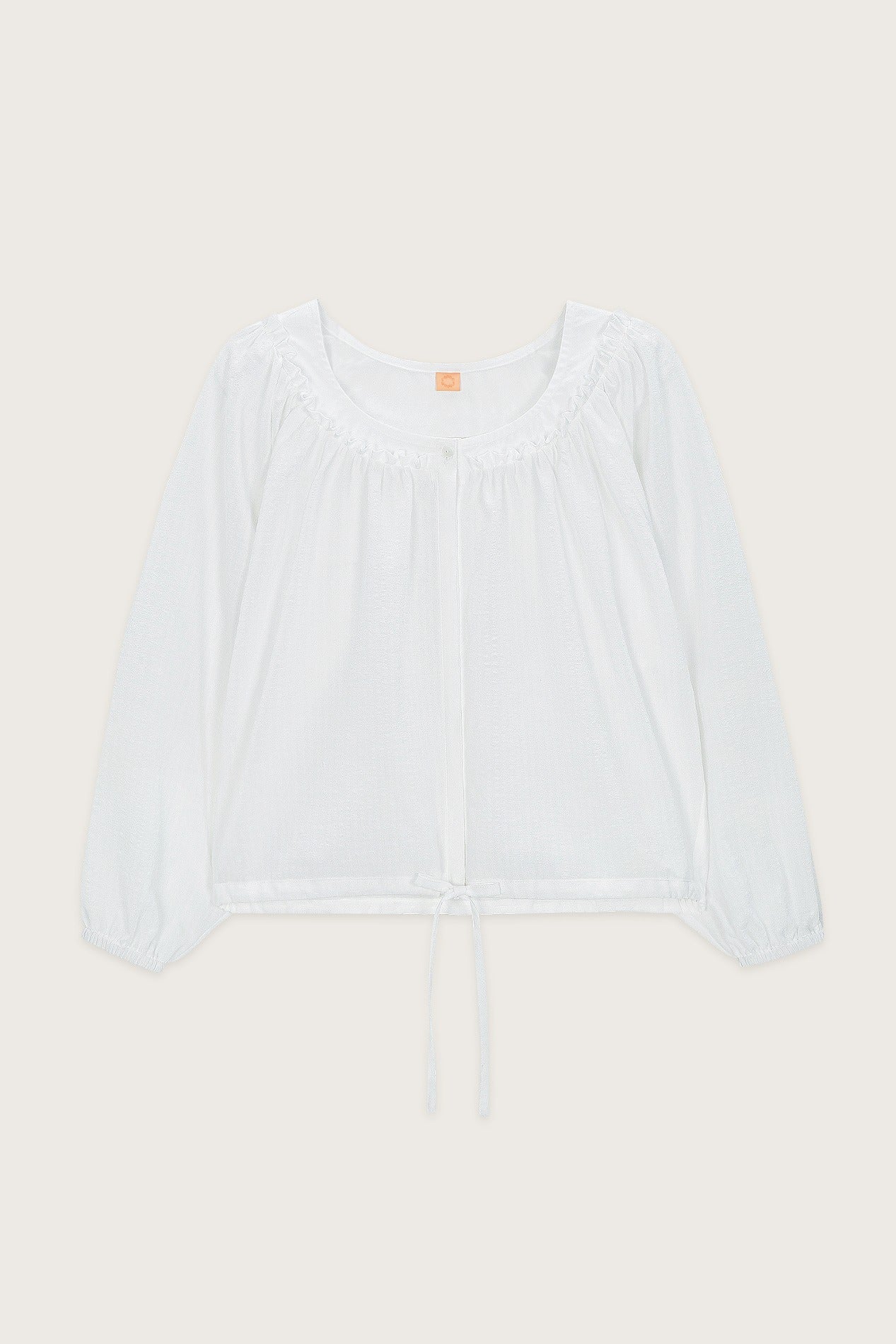 [SINOON] SS 24 ROUND FRILL BLOUSE (WHITE)