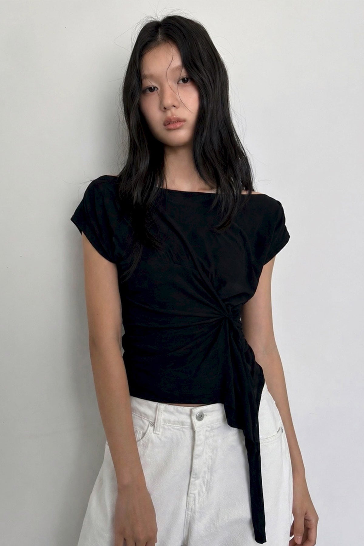 kyod-ss-26-ruched-drape-top-black-black-s