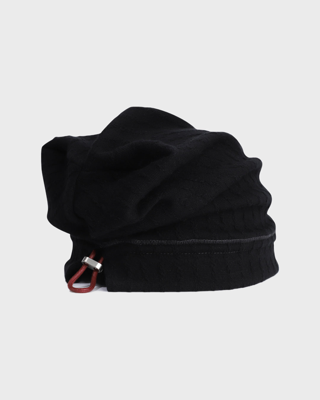 porterna-fw-25-leather-string-shirring-beanie-black-black-s