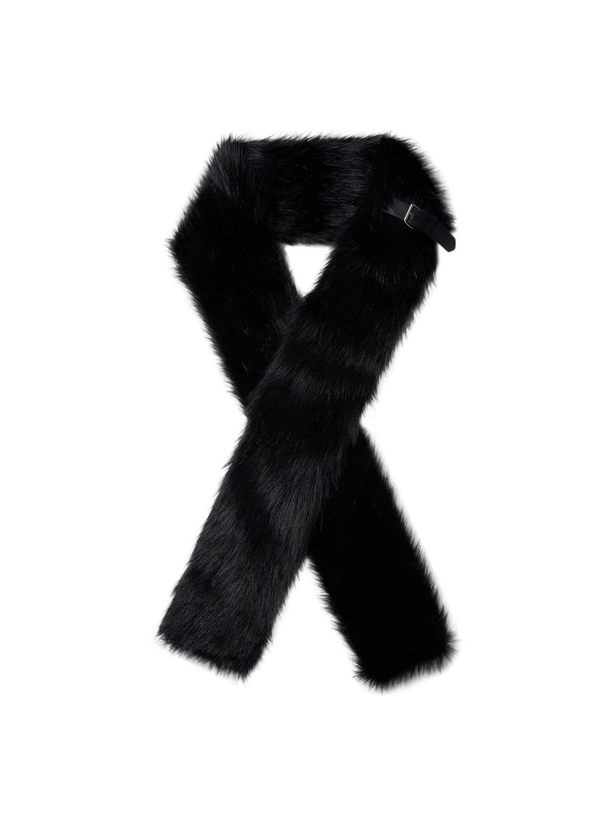 lecyto-fw-26-buckle-hairy-fur-muffler-black-black-s