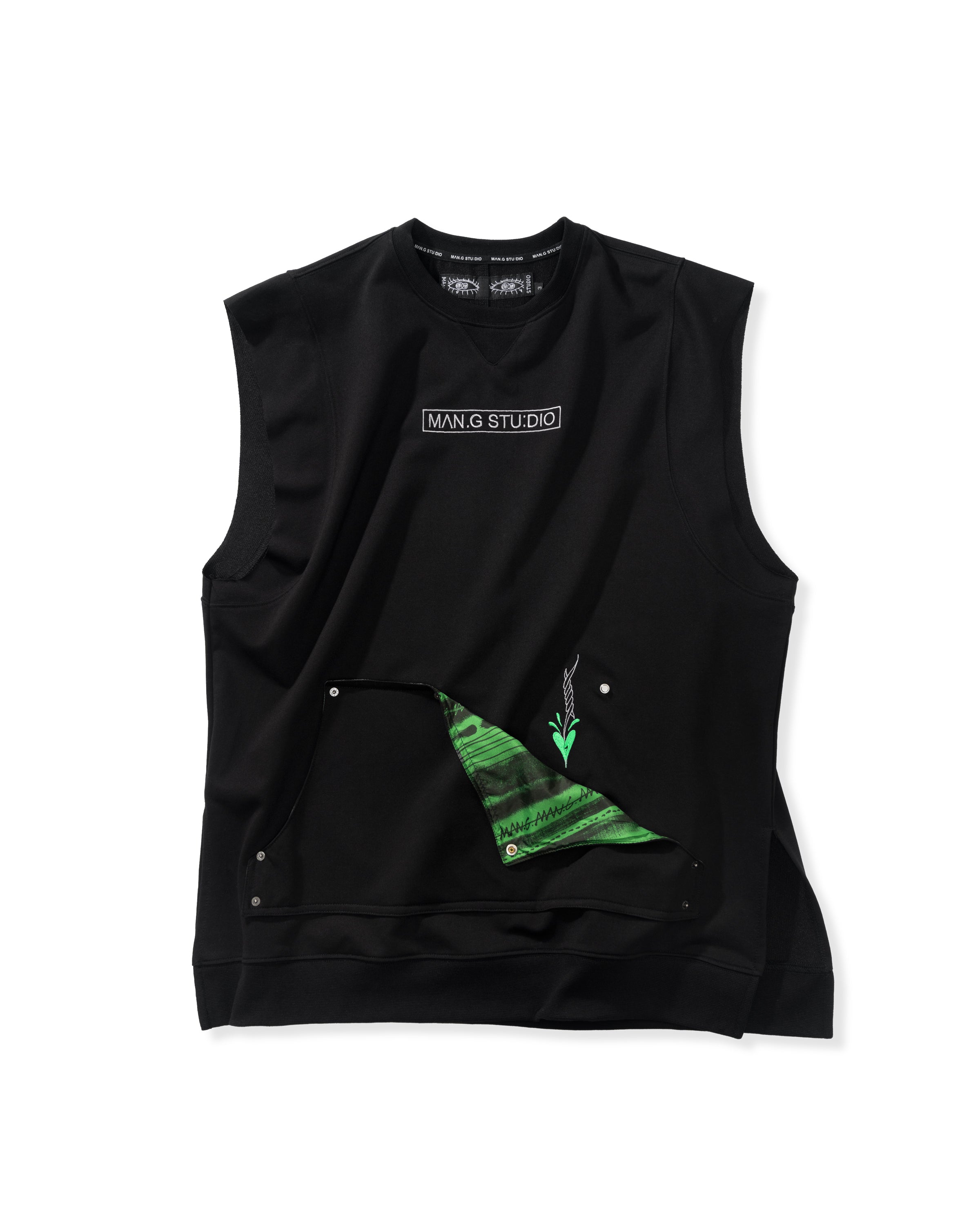 [MAN G] Barbed Wire Oversized Sleeveless_Black