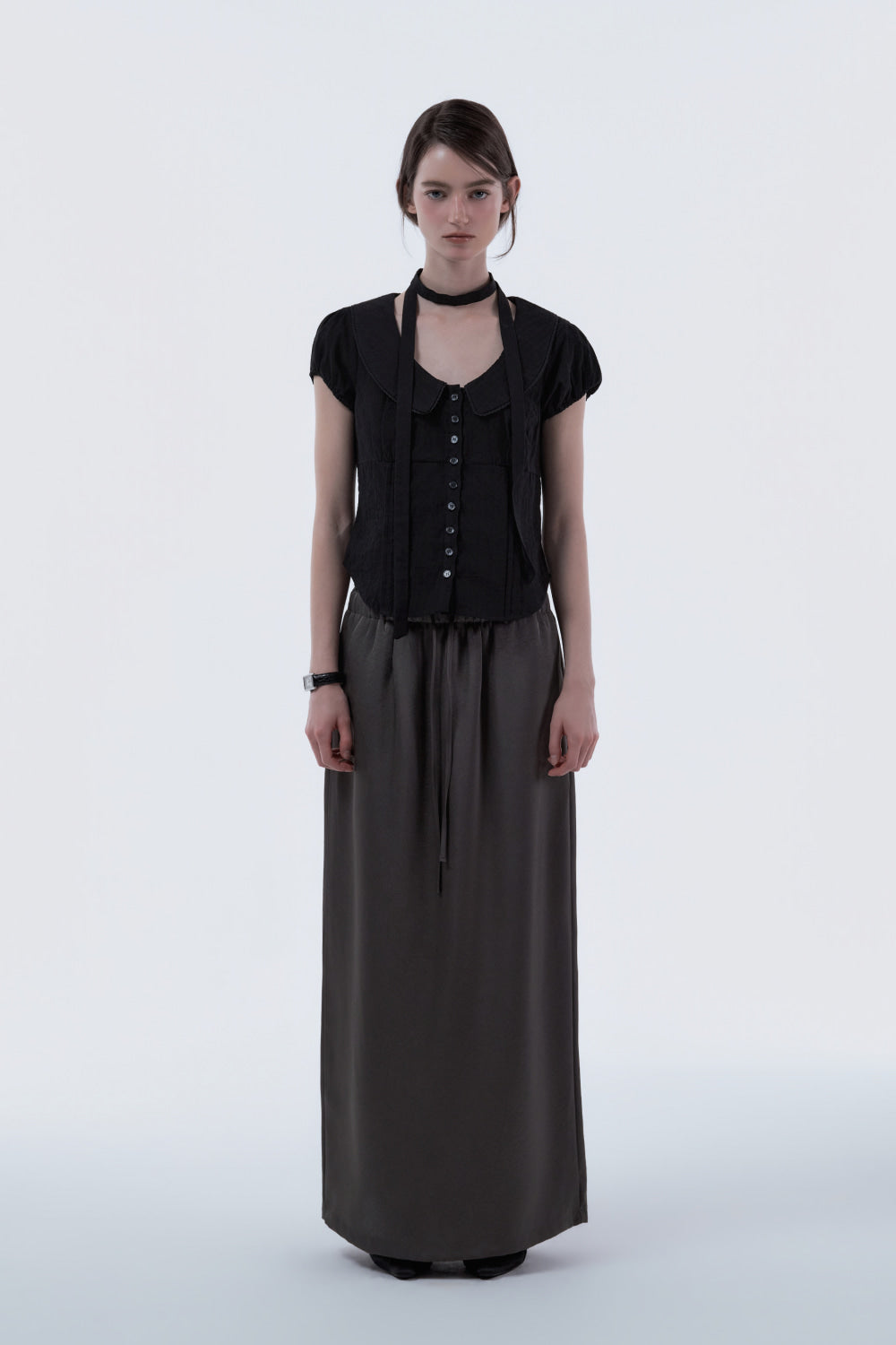 mausoleum-ss-26-satin-slim-line-long-skirt-brown-brown-s