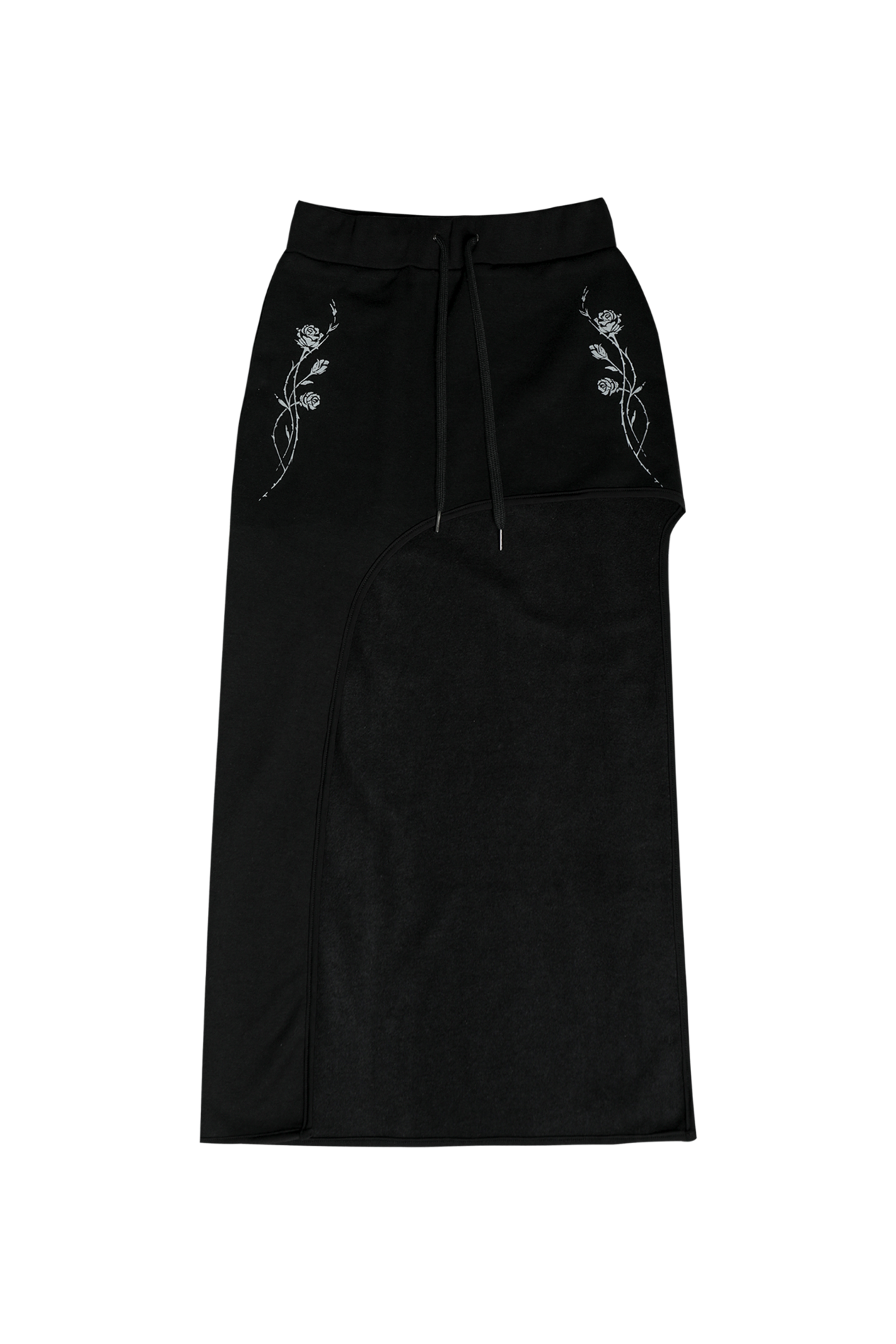 darling-you-are-bad-fw-25-rose-cut-out-skirt-black-fleece-black-s