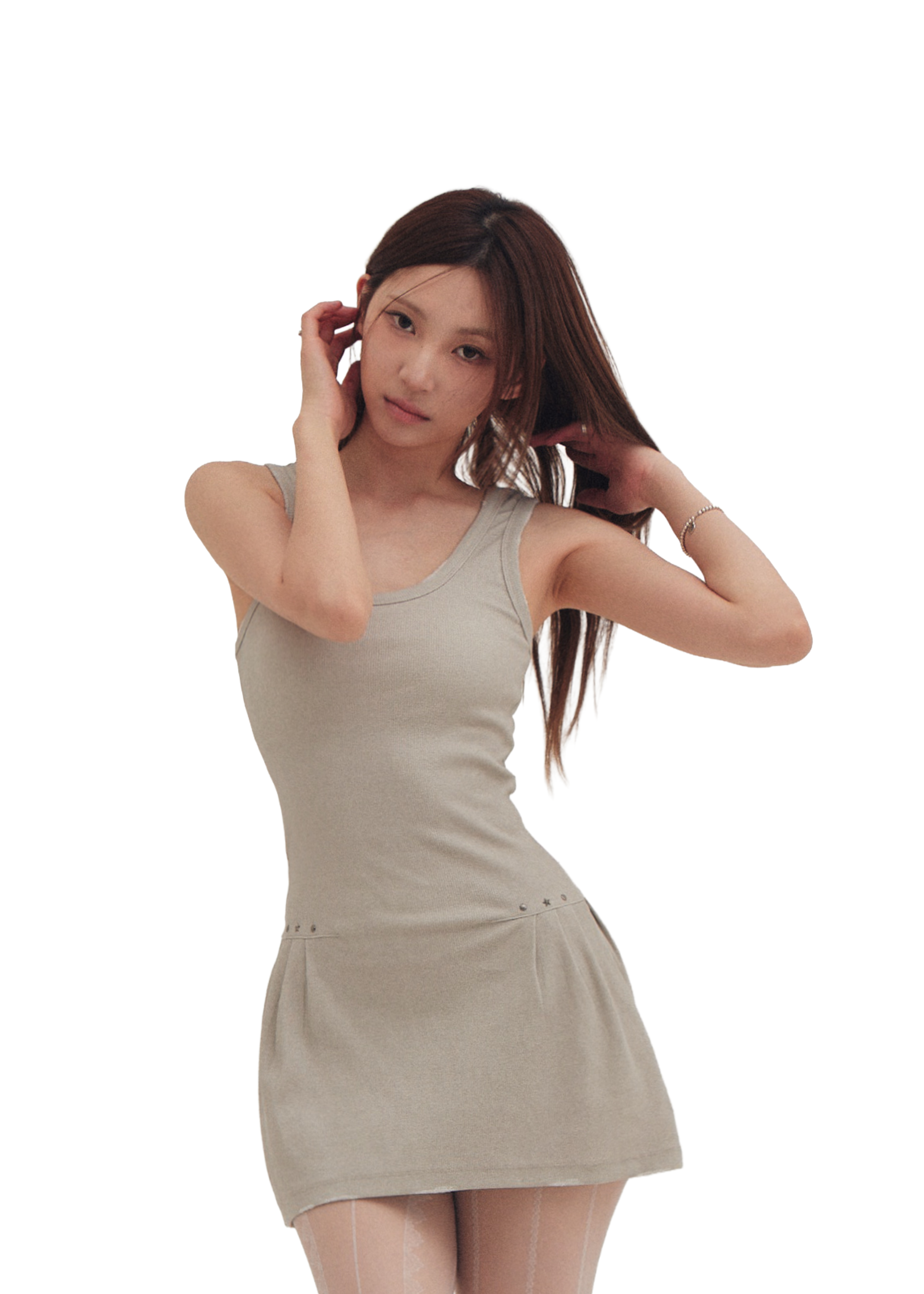 forusring-ss-25-stud-sleeveless-mini-dress-(beige)