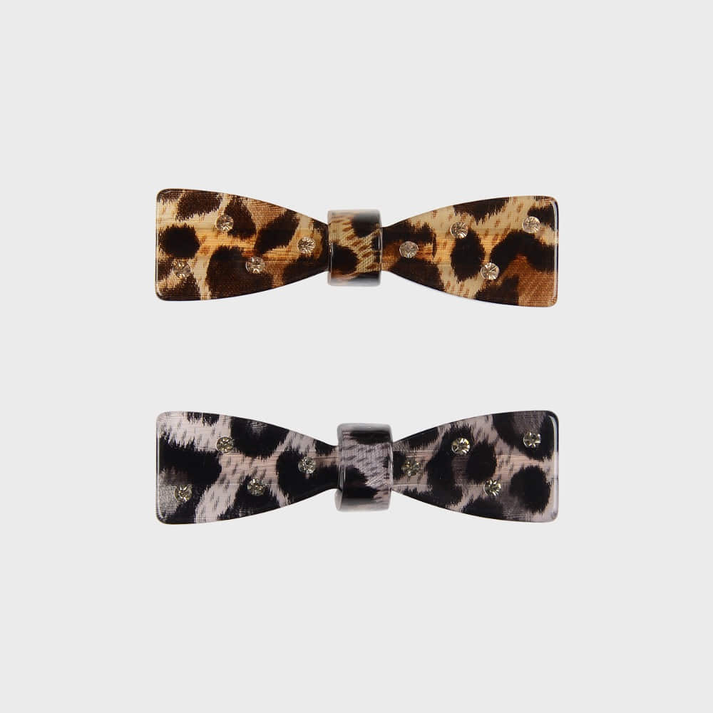 eireve-seasonless-polka-dot-bow-hair-clip-set-leopard