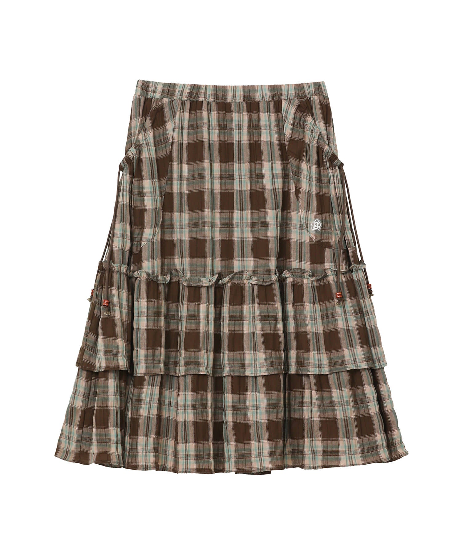 bauf-fw-26-frill-pocket-check-skirt-brown-purple-s