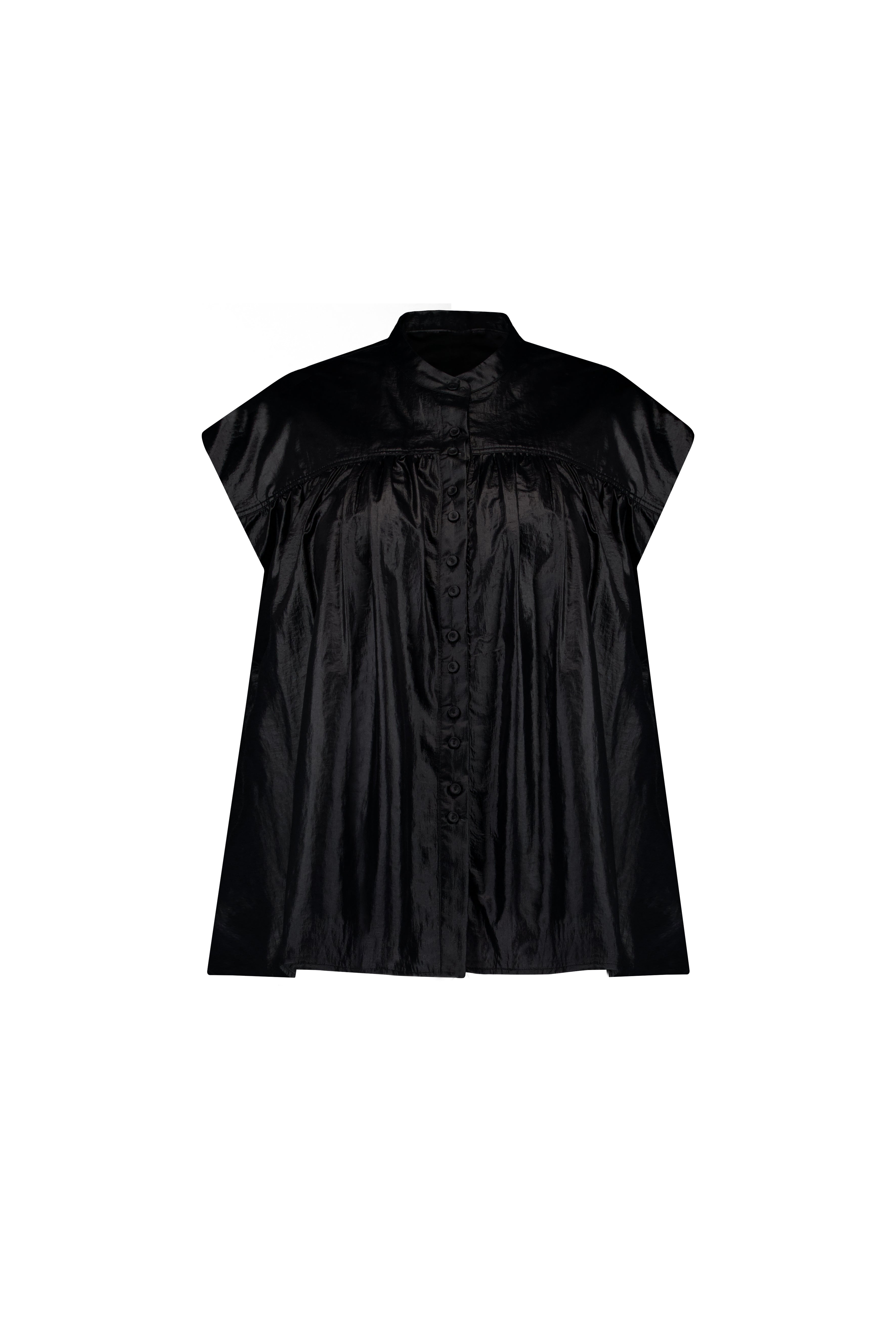 pokofosca-ss-25-glossy-button-shirt-(black)