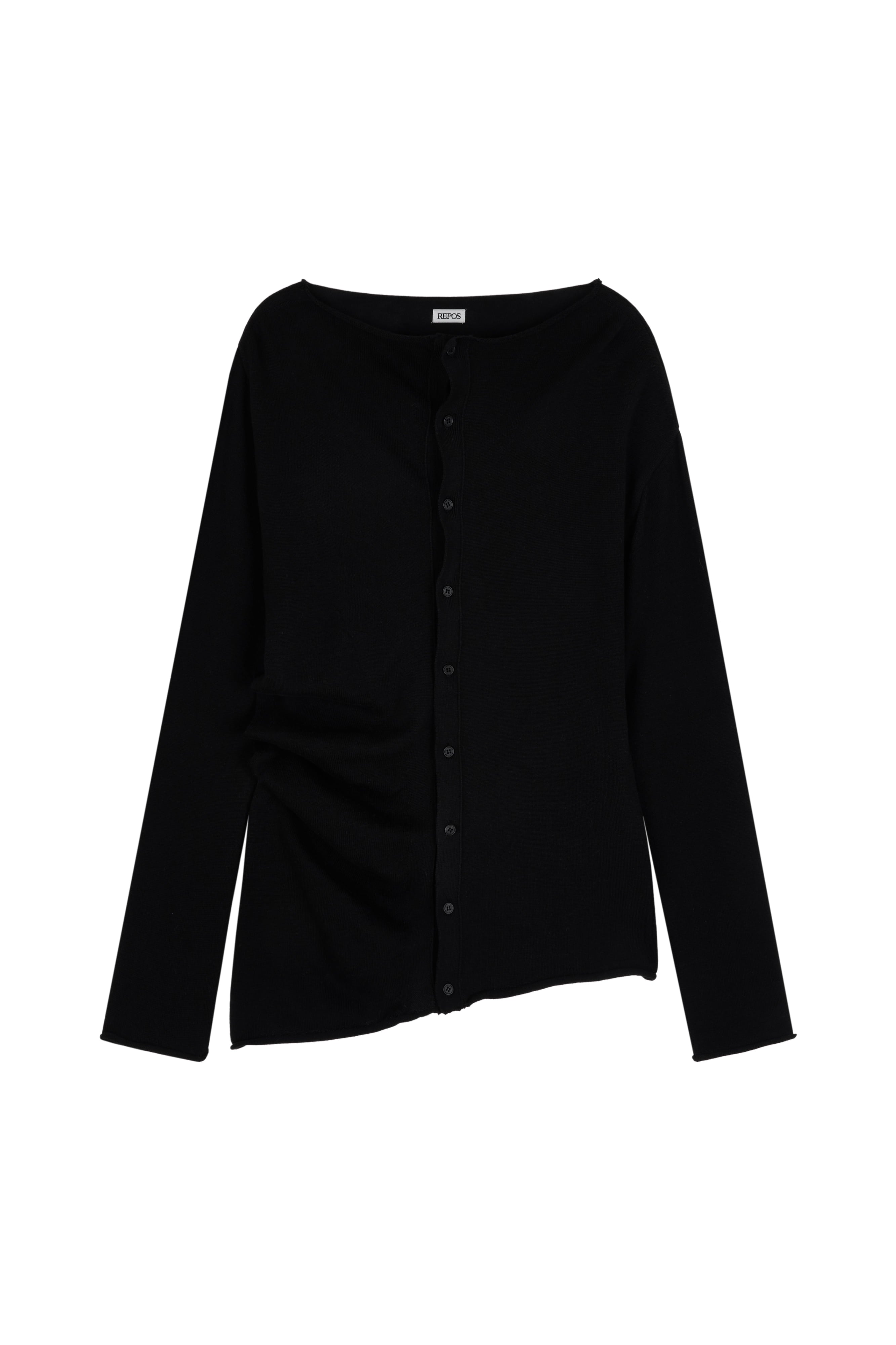 repos-ss-26-supima-cotton-unbal-cardigan-black-black-s