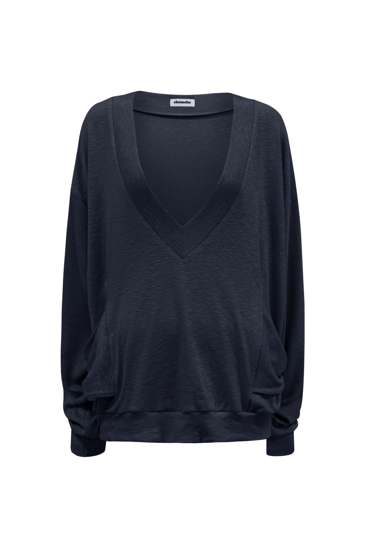 chemehc-fw-26-bow-v-neck-long-sleeve-navy-navy-s