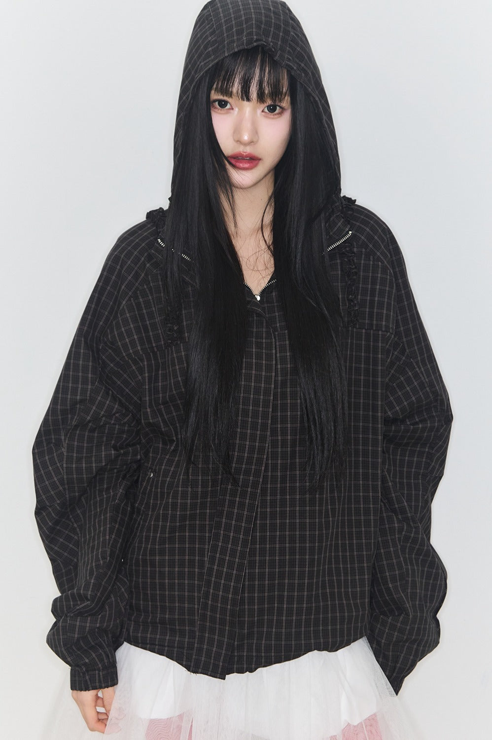 illigo-ss-26-oblique-frill-hooded-jacket-check-green-check-green-s