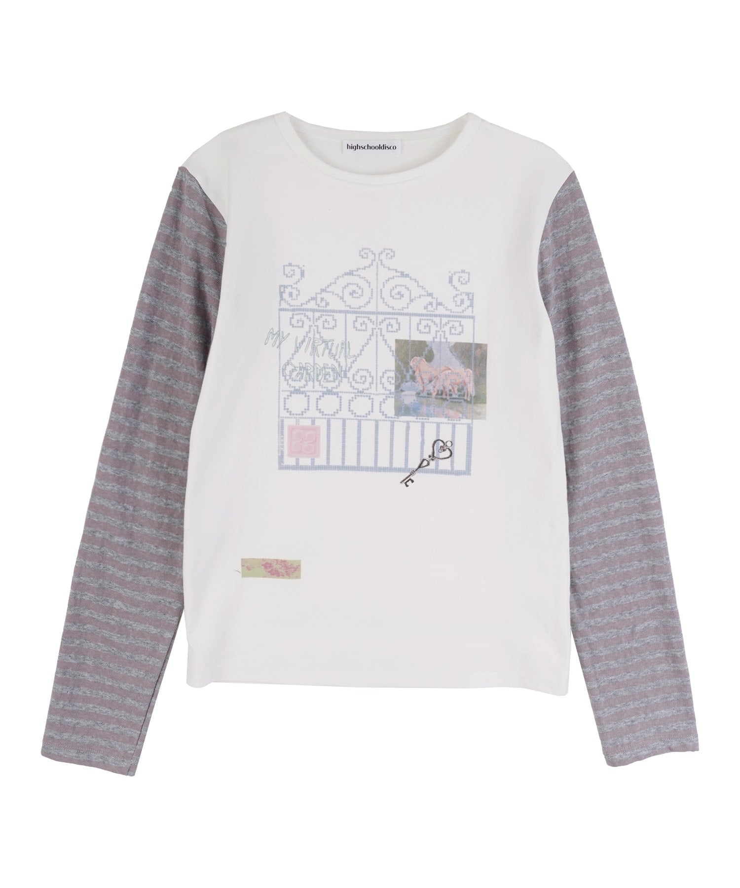 high-school-disco-ss-26-stripe-keyring-long-sleeve-white-white-s