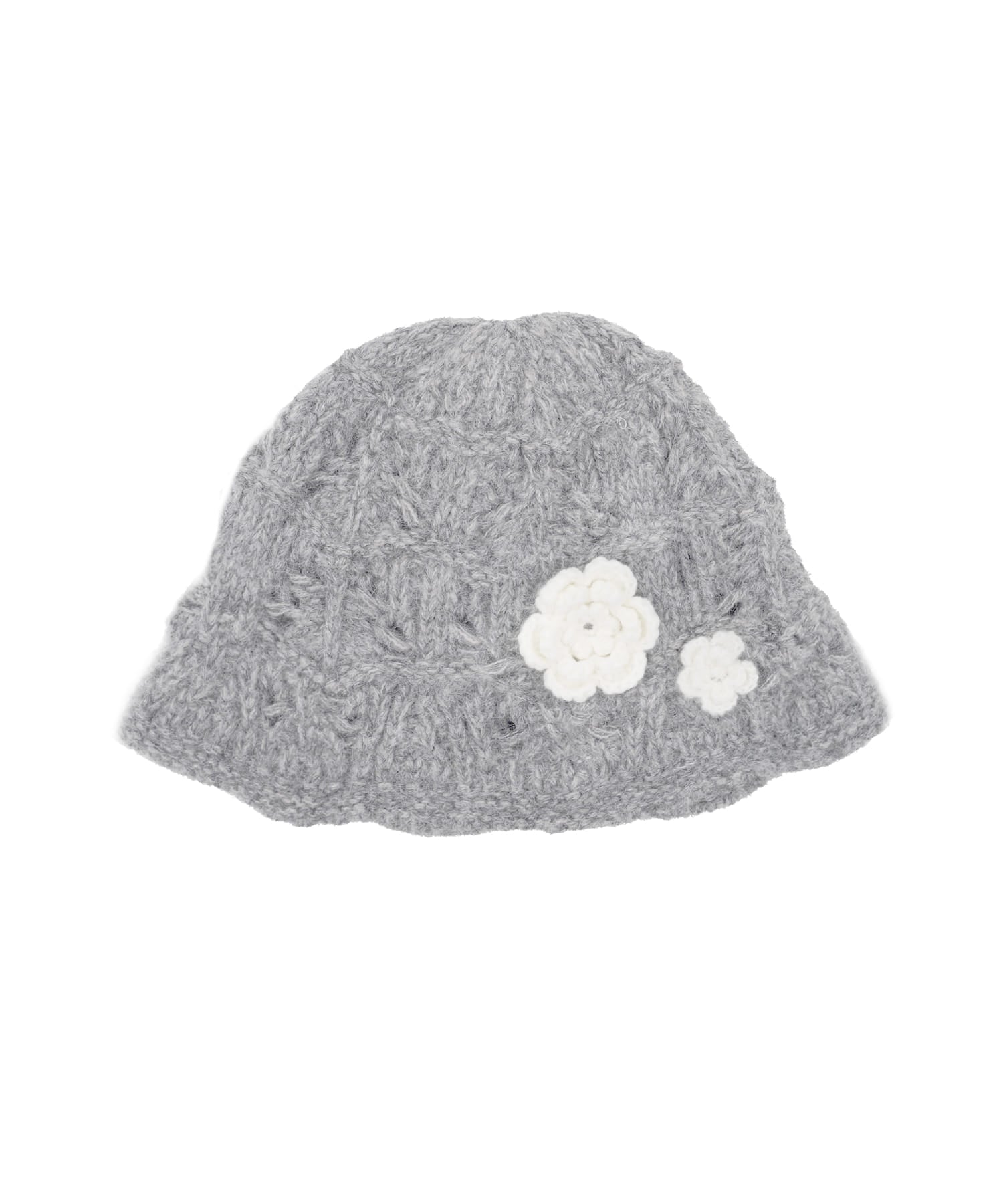 high-school-disco-fw-25-flower-corsage-knit-bucket-hat-gray-gray-s