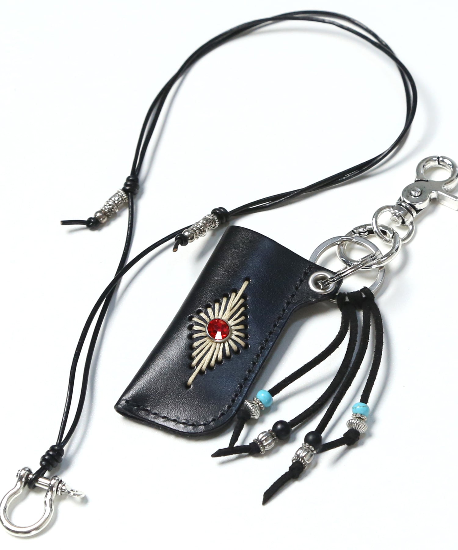 knd-ss-26-turquoise-leather-cord-beads-necklace-lighter-case-black-black-s