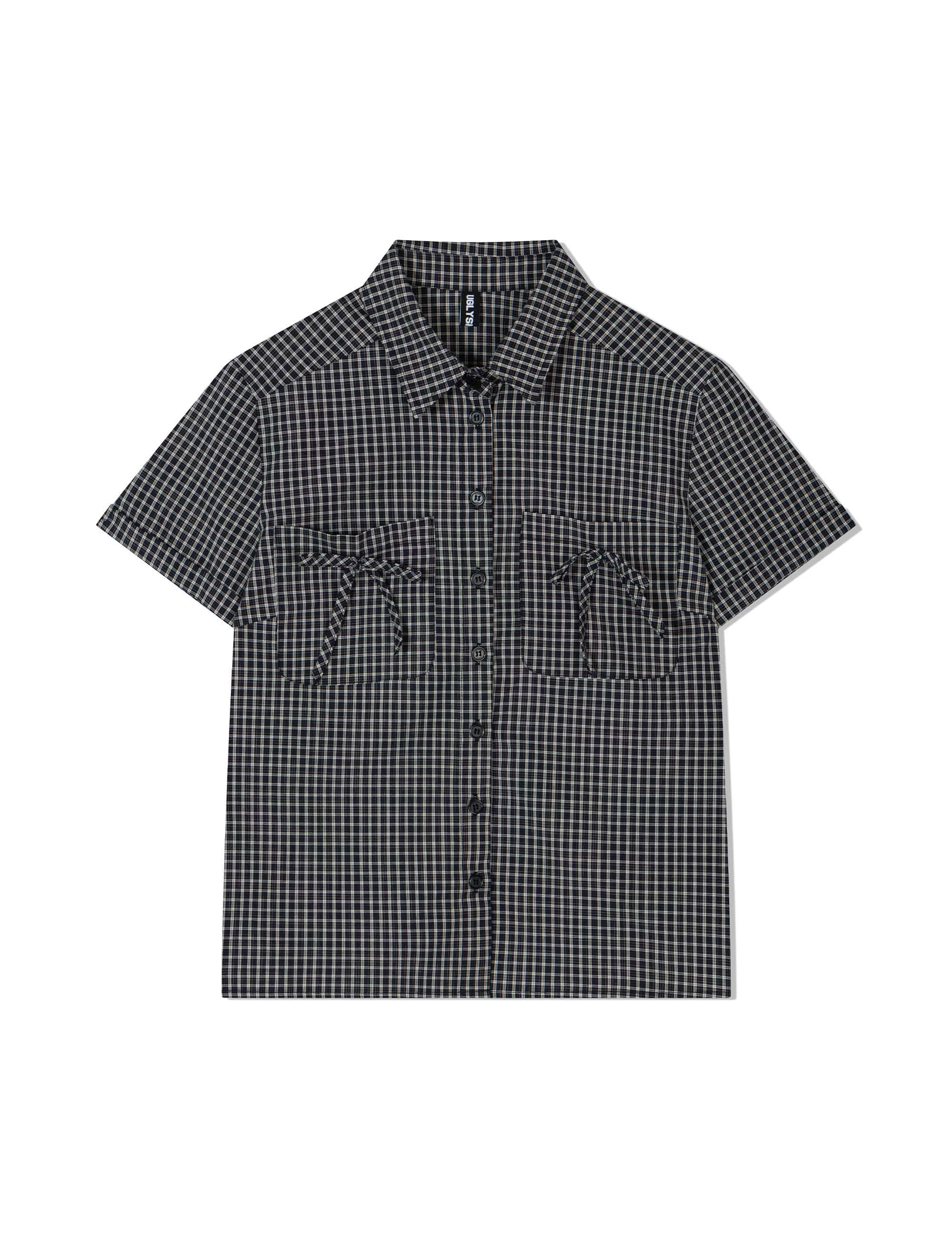 ugly-shadow-ss-25-check-ribbon-shirts(black)