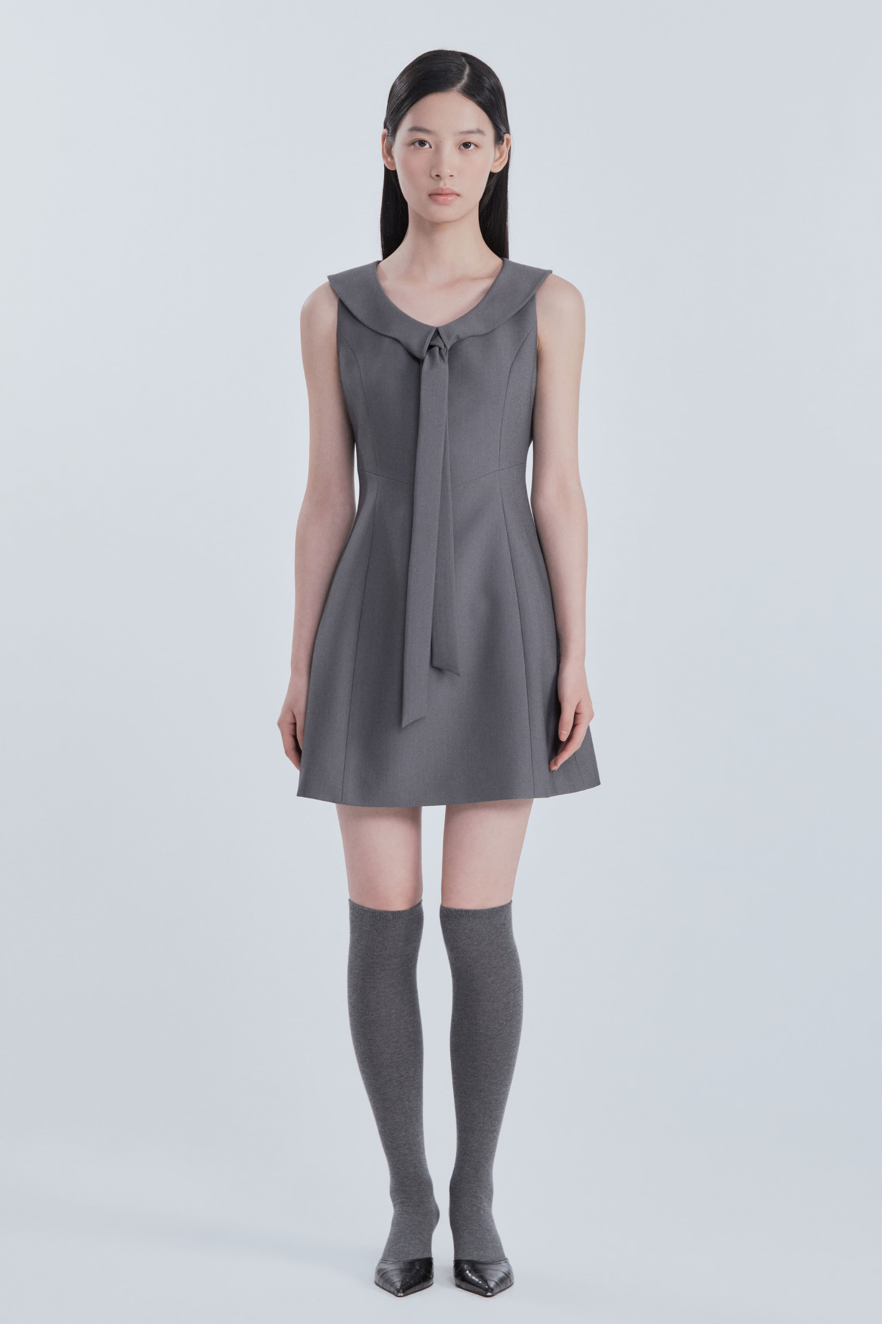 mausoleum-fw-26-scarf-sleeveless-suit-dress-gray-gray-s