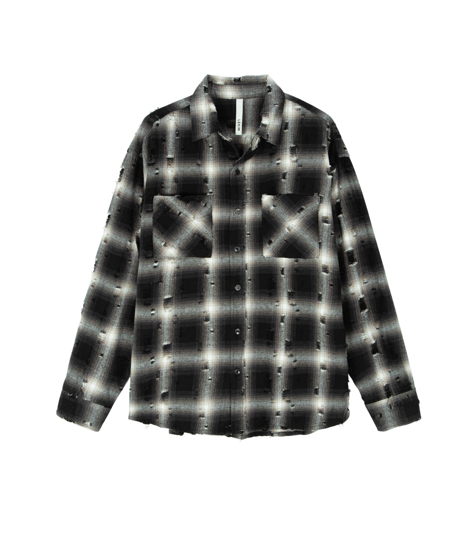 lekim-ss-25-grunge-check-shirt-black-black-s