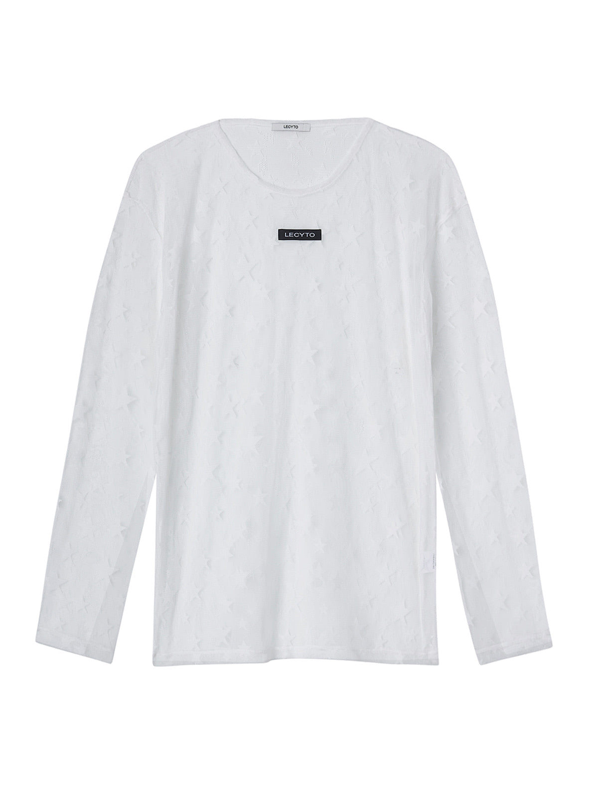 lecyto-fw-25-see-through-star-long-sleeve-white-white-s