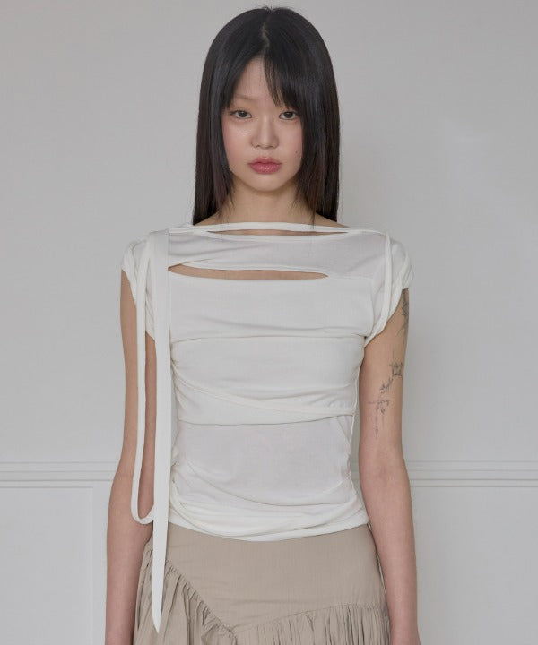 flareup-ss-25-asymmetrical-draped-strap-rollup-tshirt-(fl170_cream)