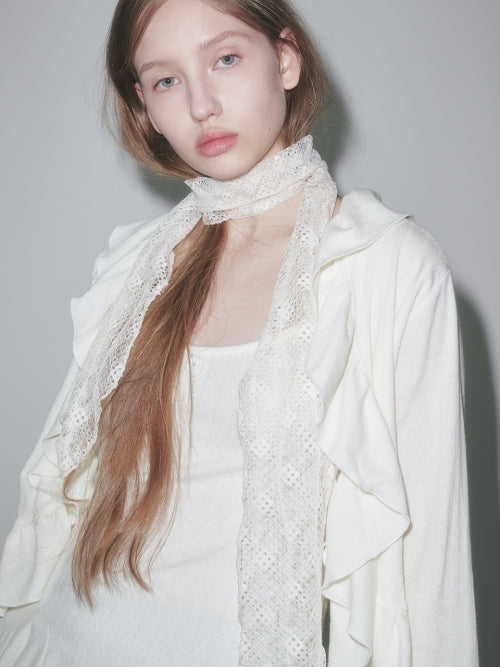 [FUN FROM FUN] LACE SILHOUETTE SCARF, CREAM