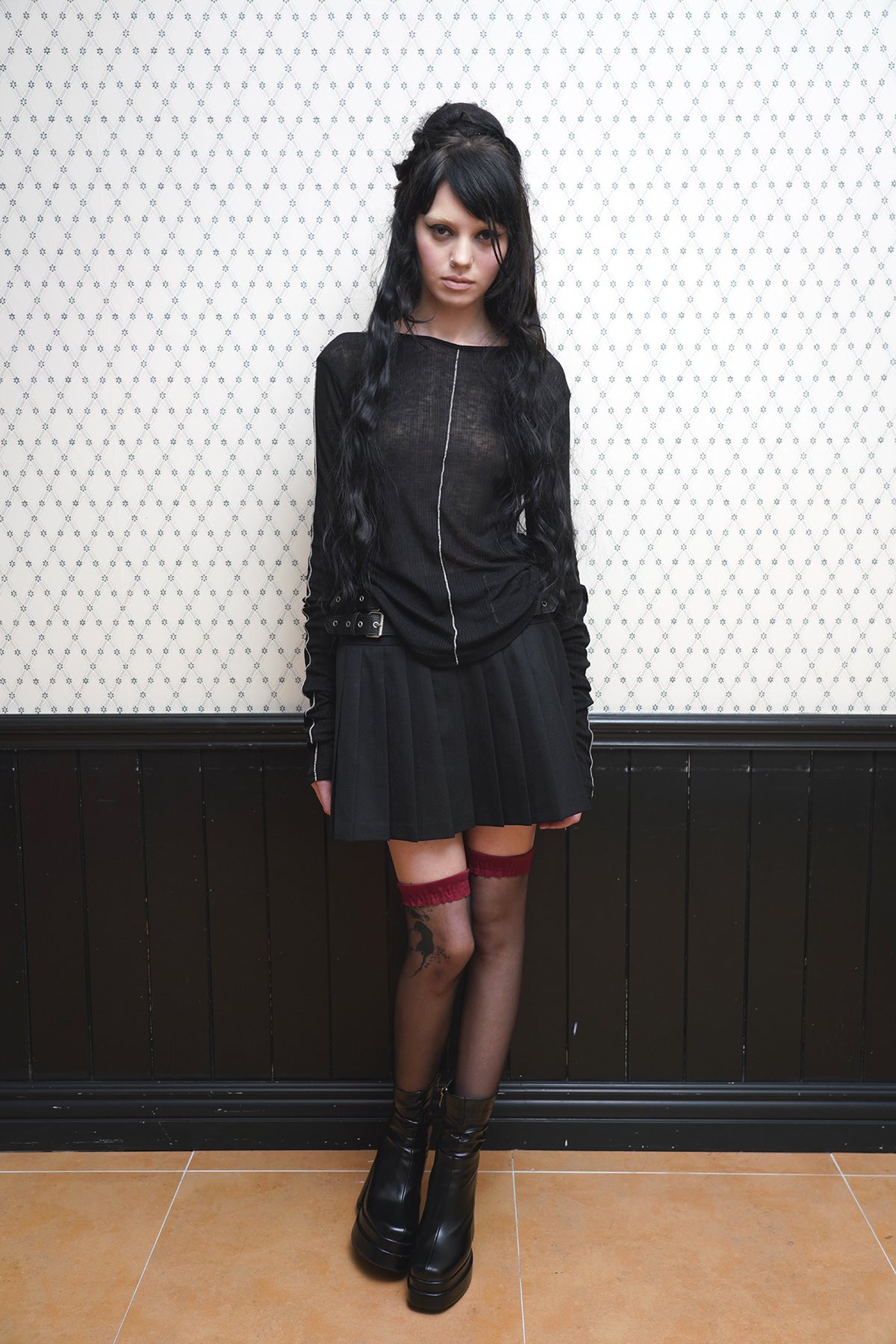 dared-ss-26-reverse-line-shirring-top-black-s
