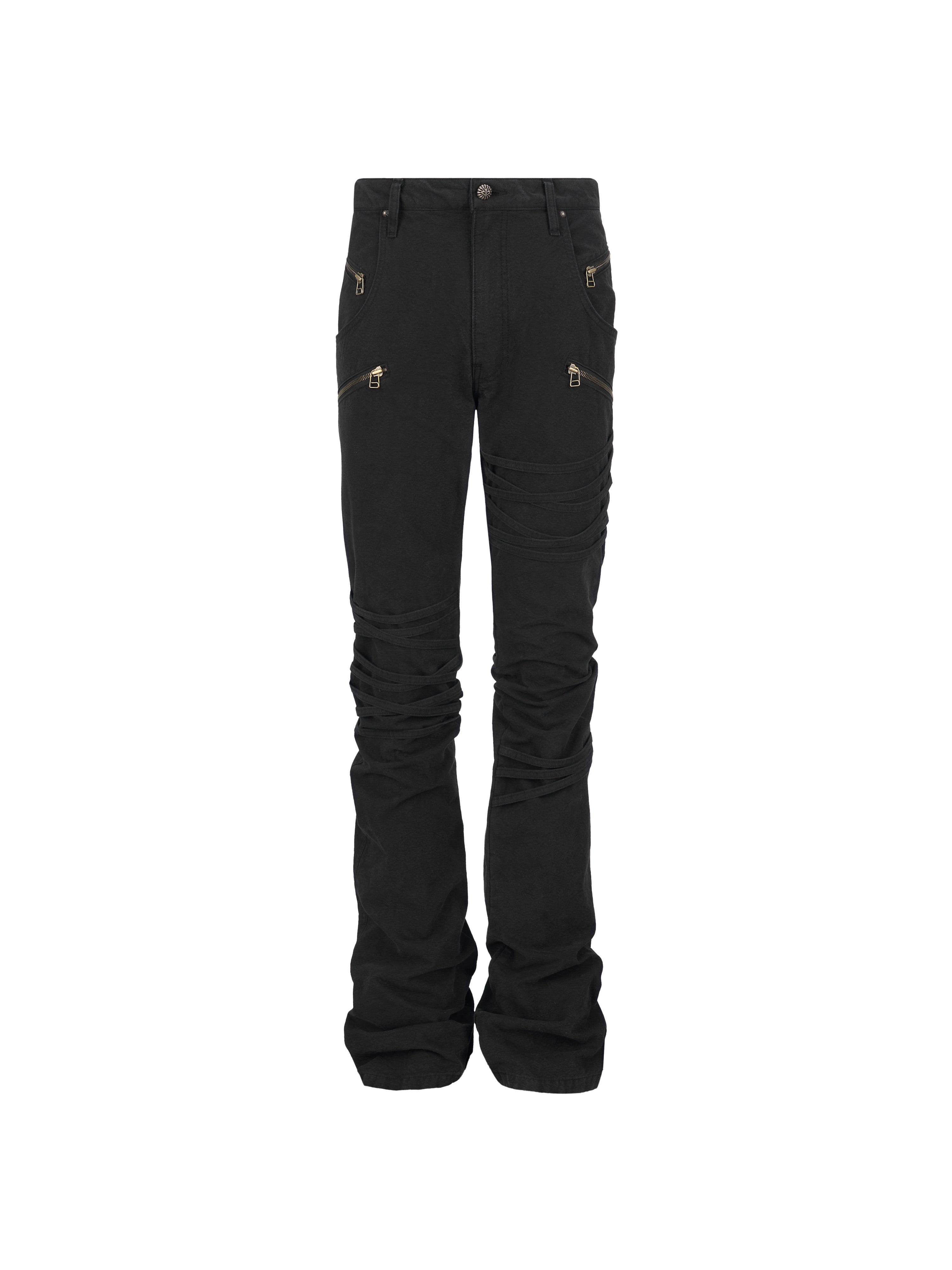 lecyto-ss-26-bondage-zip-flare-pants-black-black-s