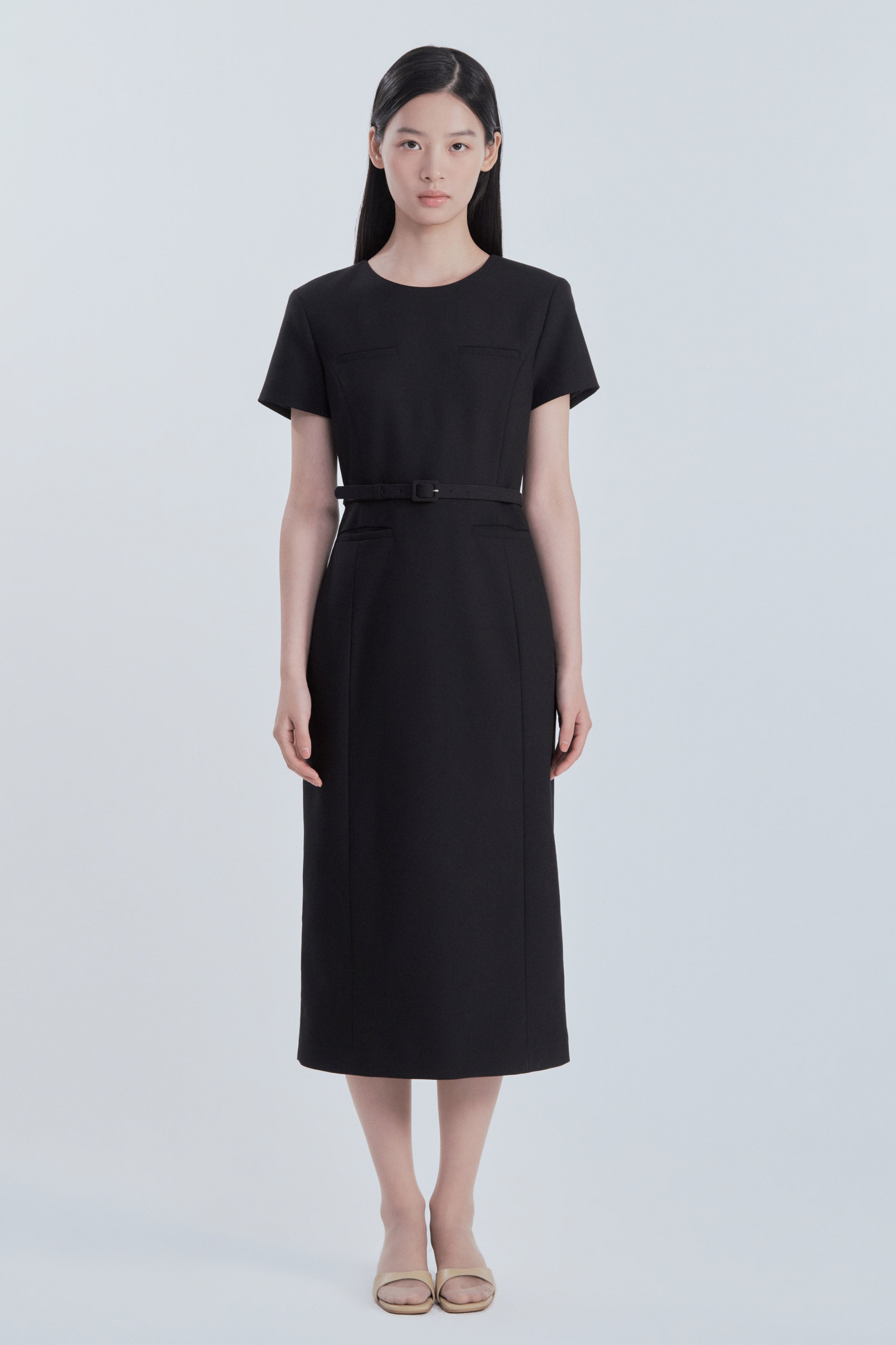 mausoleum-fw-26-belted-round-neck-long-suit-dress-black-black-s
