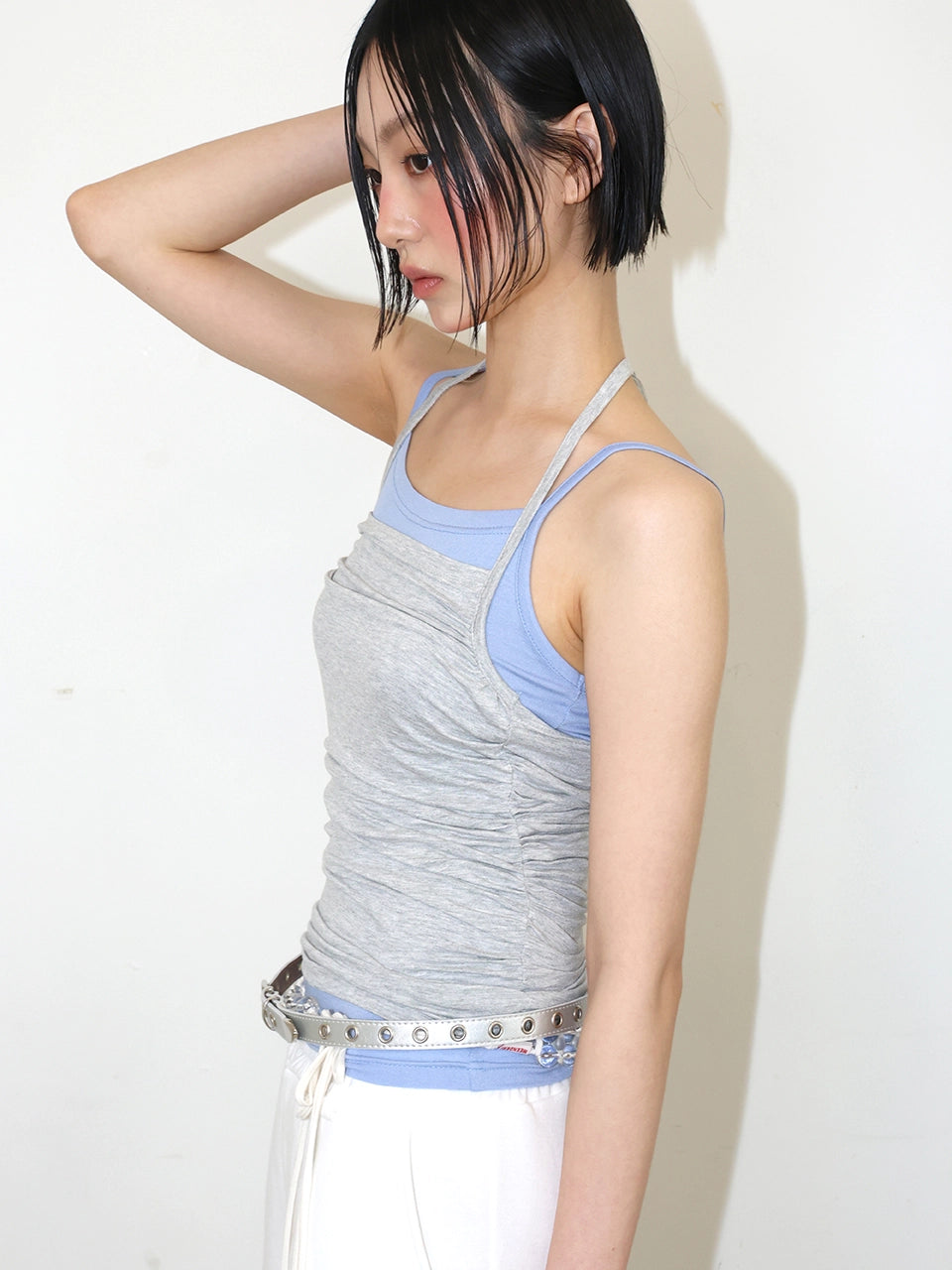 meenderi-ss-25-double-strap-shirring-sleeveless-grey