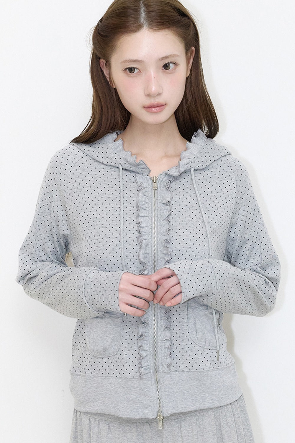 illigo-fw-26-frill-dot-hooded-zip-up-melange-melange-s