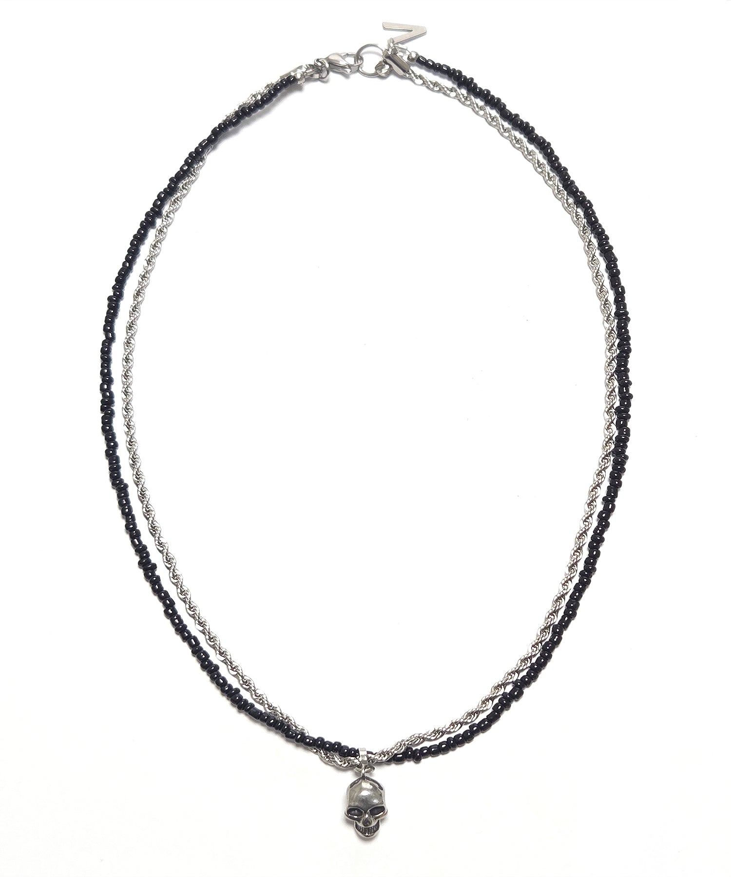 vlack-veast-ss-26-skull-double-string-necklace-jw4509-silver-s