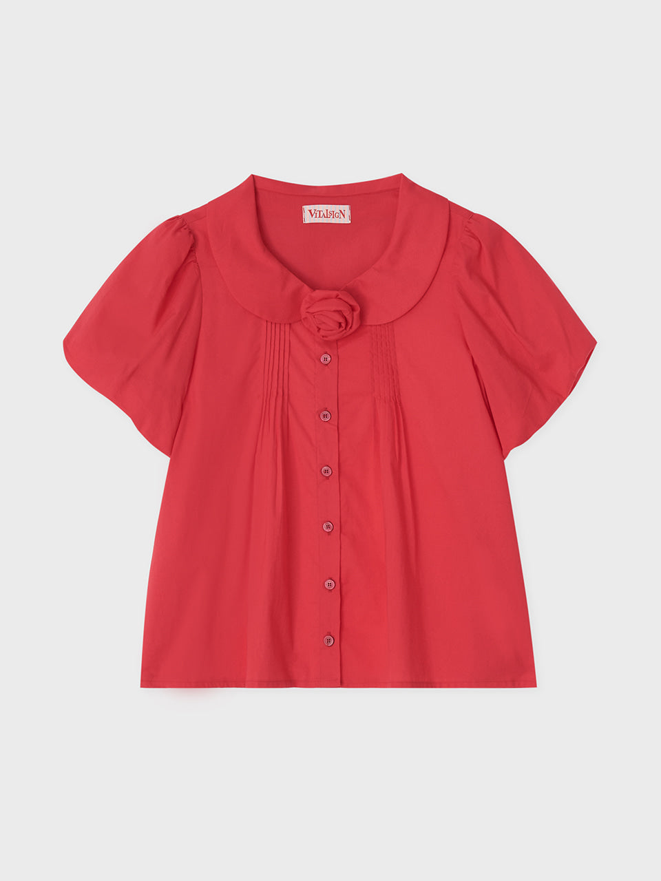 vitalsign-ss-25-corsage-pintuck-puff-blouse-2-colors-red-red-s
