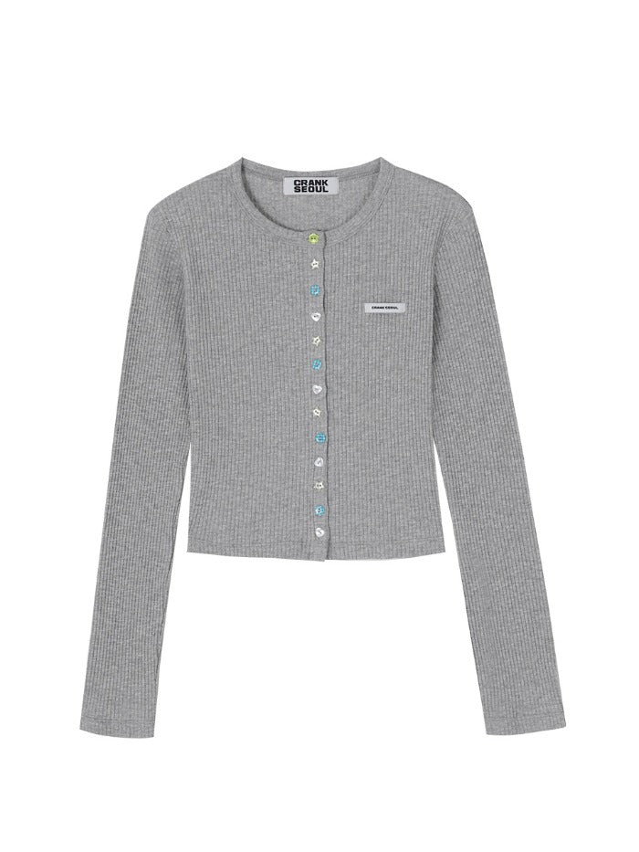 CRANK] MULTI BUTTON CARDIGAN_MELANGE GREY – SellerWork