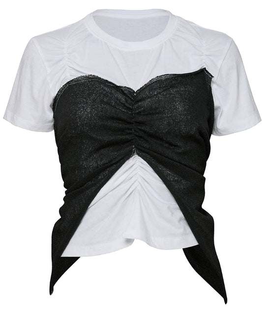 [FLAREUP] SS 24 BBustier Layered T-Shirt (FL-122_White&Black)