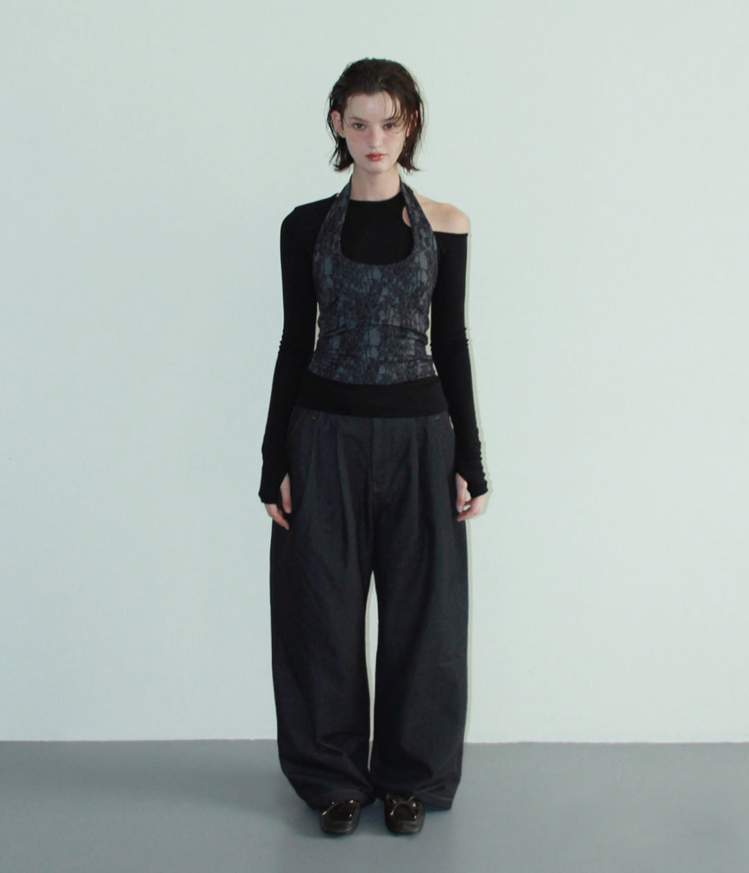 hagamos-fw-25-double-belt-pin-tuck-wide-pants-black-indigo-black-indigo-s