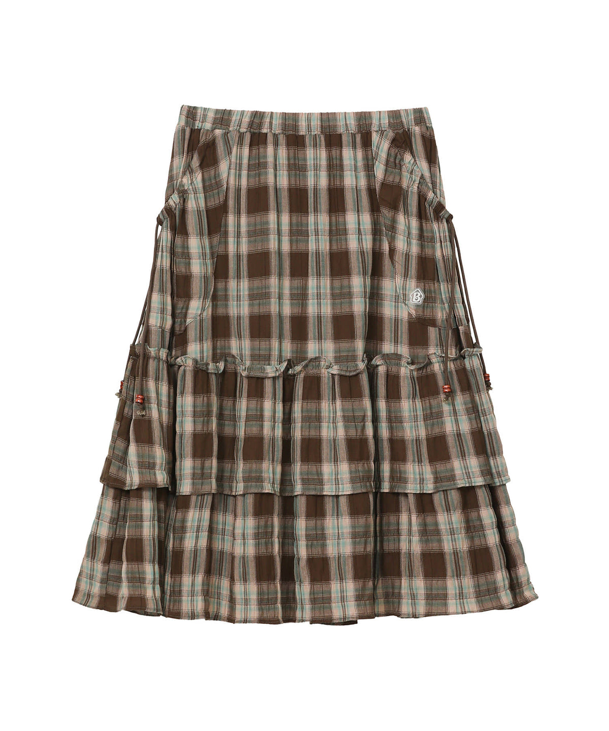 bauf-fw-26-ruffle-pocket-check-skirt-brown-brown-s
