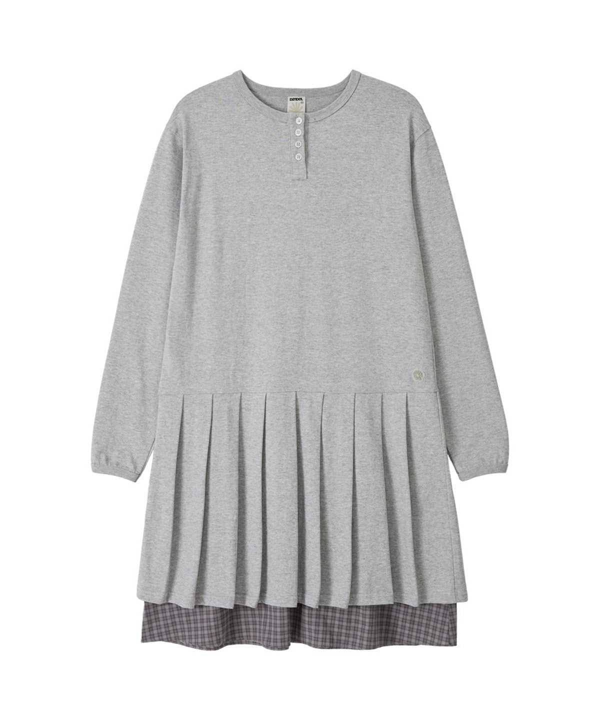 dandel-ss-26-dd-henley-neck-pleated-midi-dress-grey-grey-s