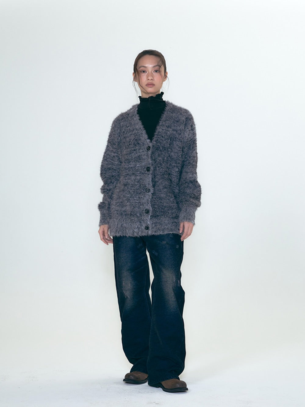 call-out-new-year-fw-25-hairy-loosefit-cardigan-black-black-s